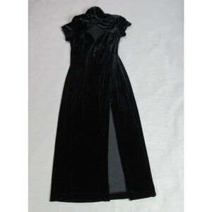 Vintage Night Way Dress Size 10P Black Velvet Y2K 90s Vamp Goth Prom Gown USA